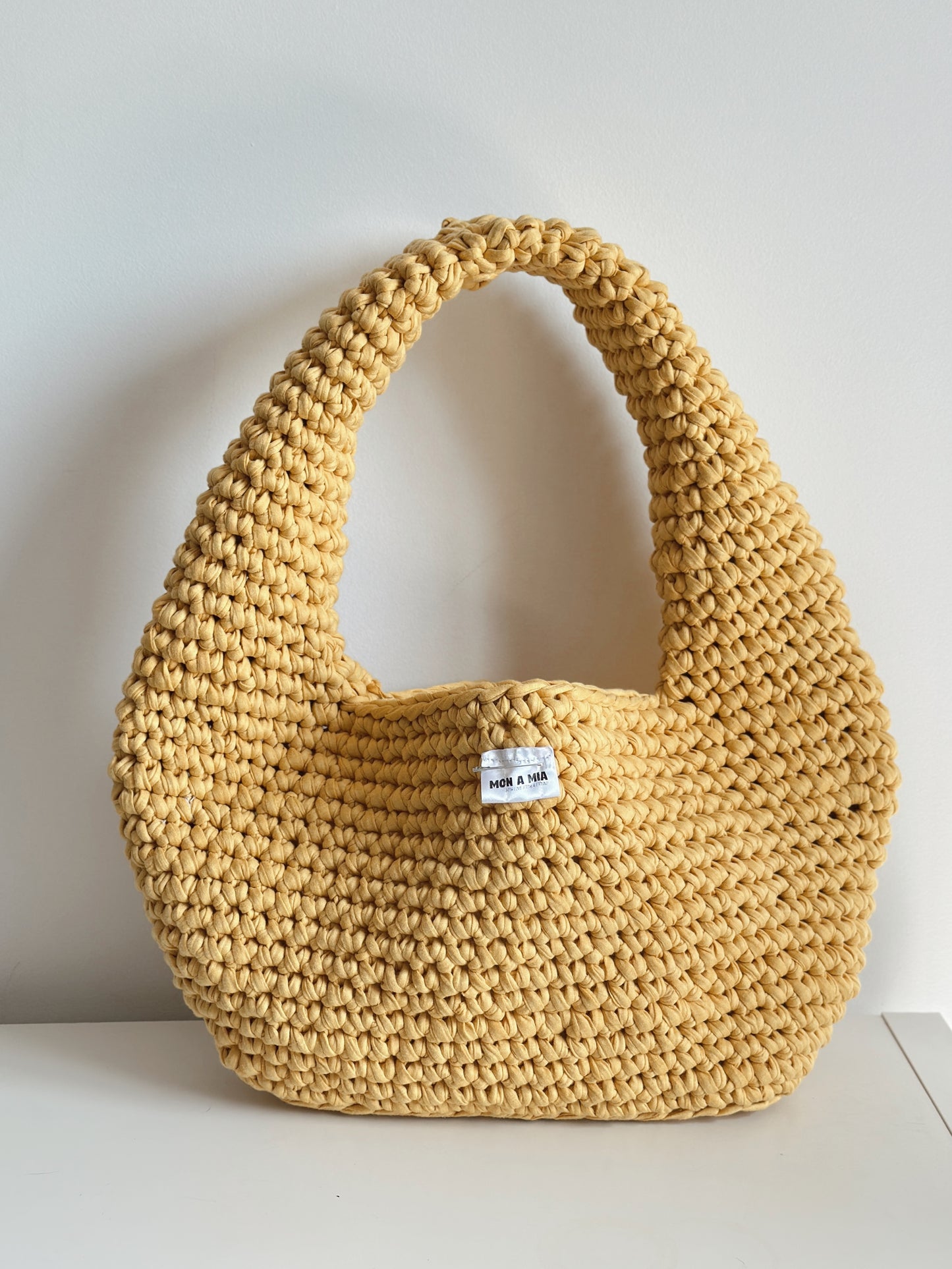 Crochet Shoulder Bag - made from recycled t-shirt yarn!